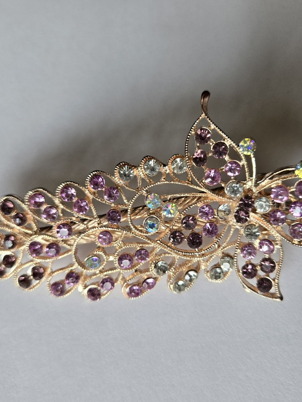 Gold-Tone Purple Crystal Butterfly Brooch Pin